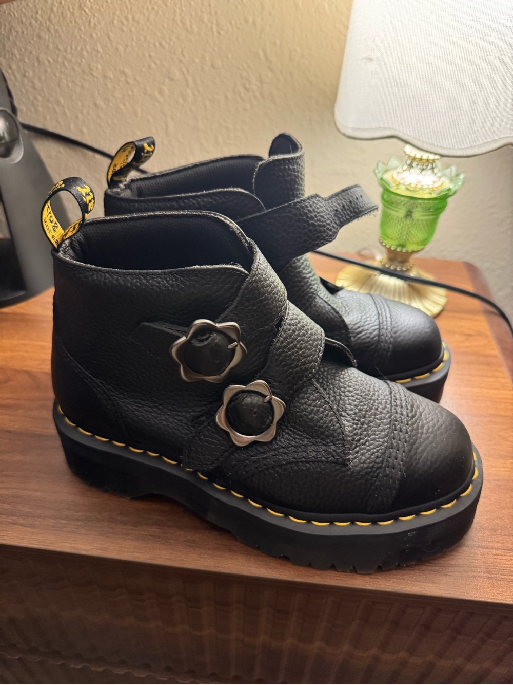 Dr. Martens Black Leather Platform Ankle Boots very lightly worn